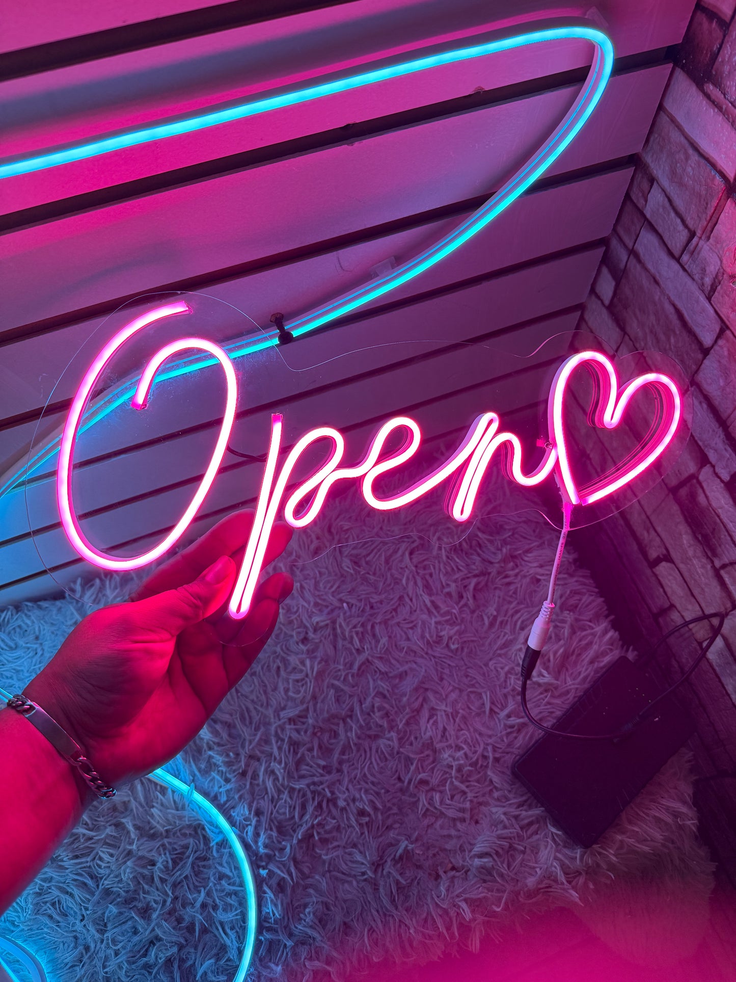 Letrero Neon Open Corazon