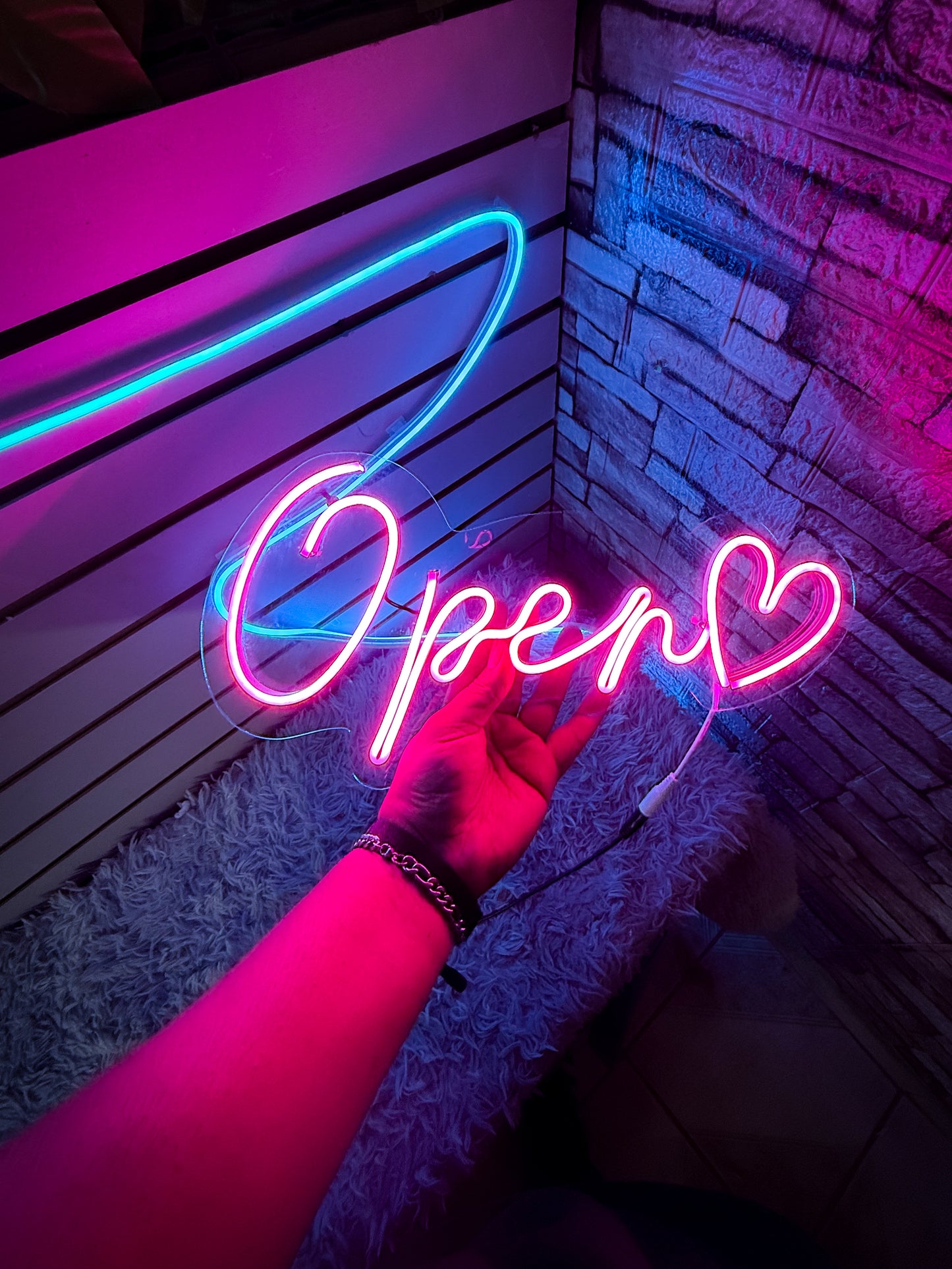 Letrero Neon Open Corazon