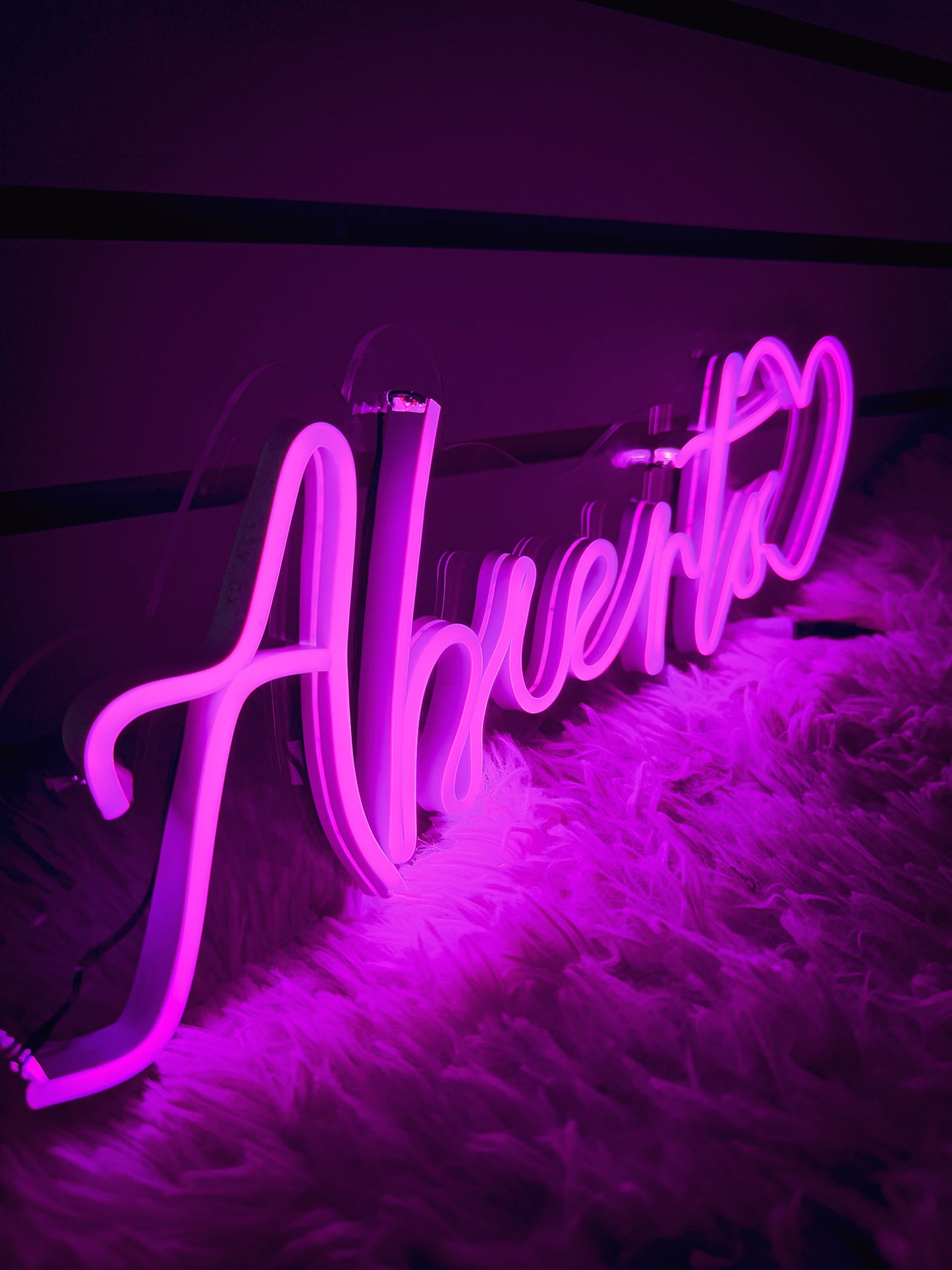 Letrero Neon Abierto Corazon