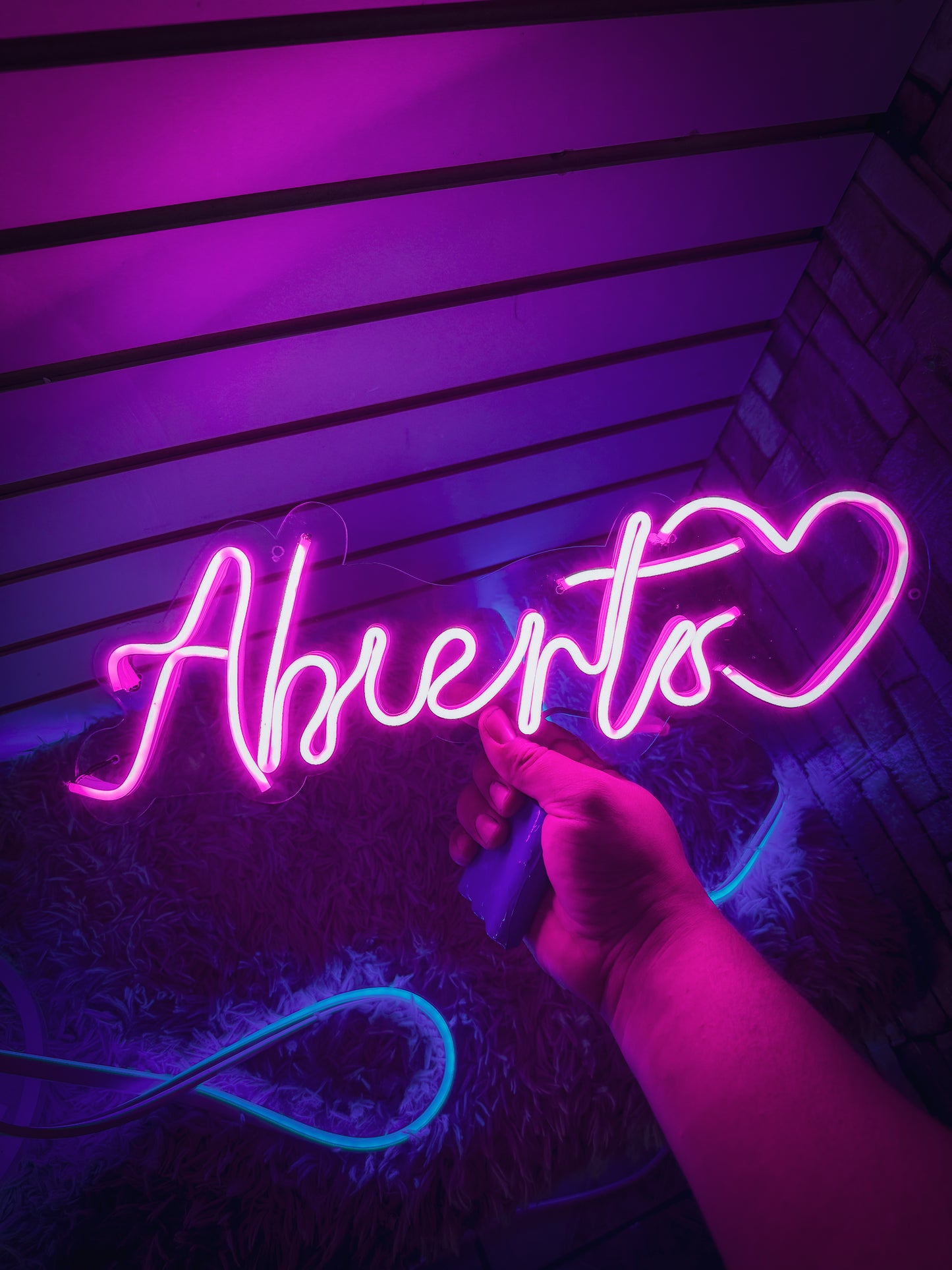 Letrero Neon Abierto Corazon