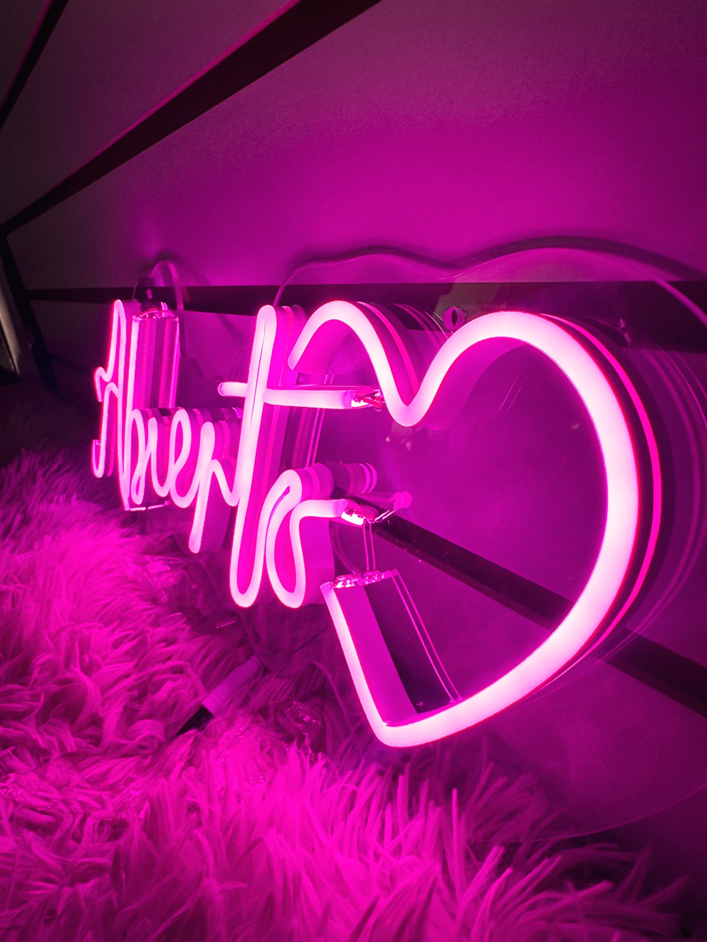 Letrero Neon Abierto Corazon