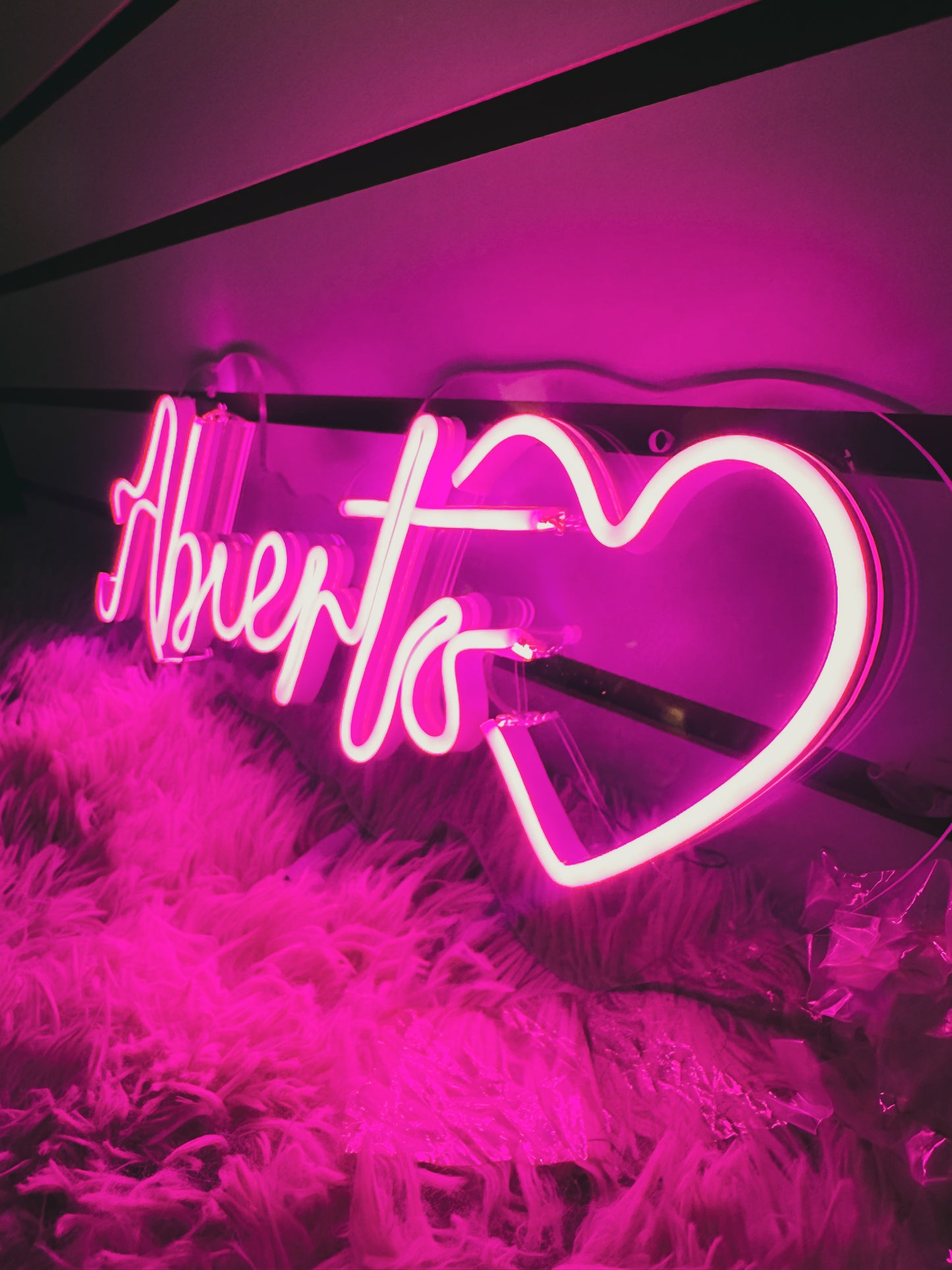 Letrero Neon Abierto Corazon