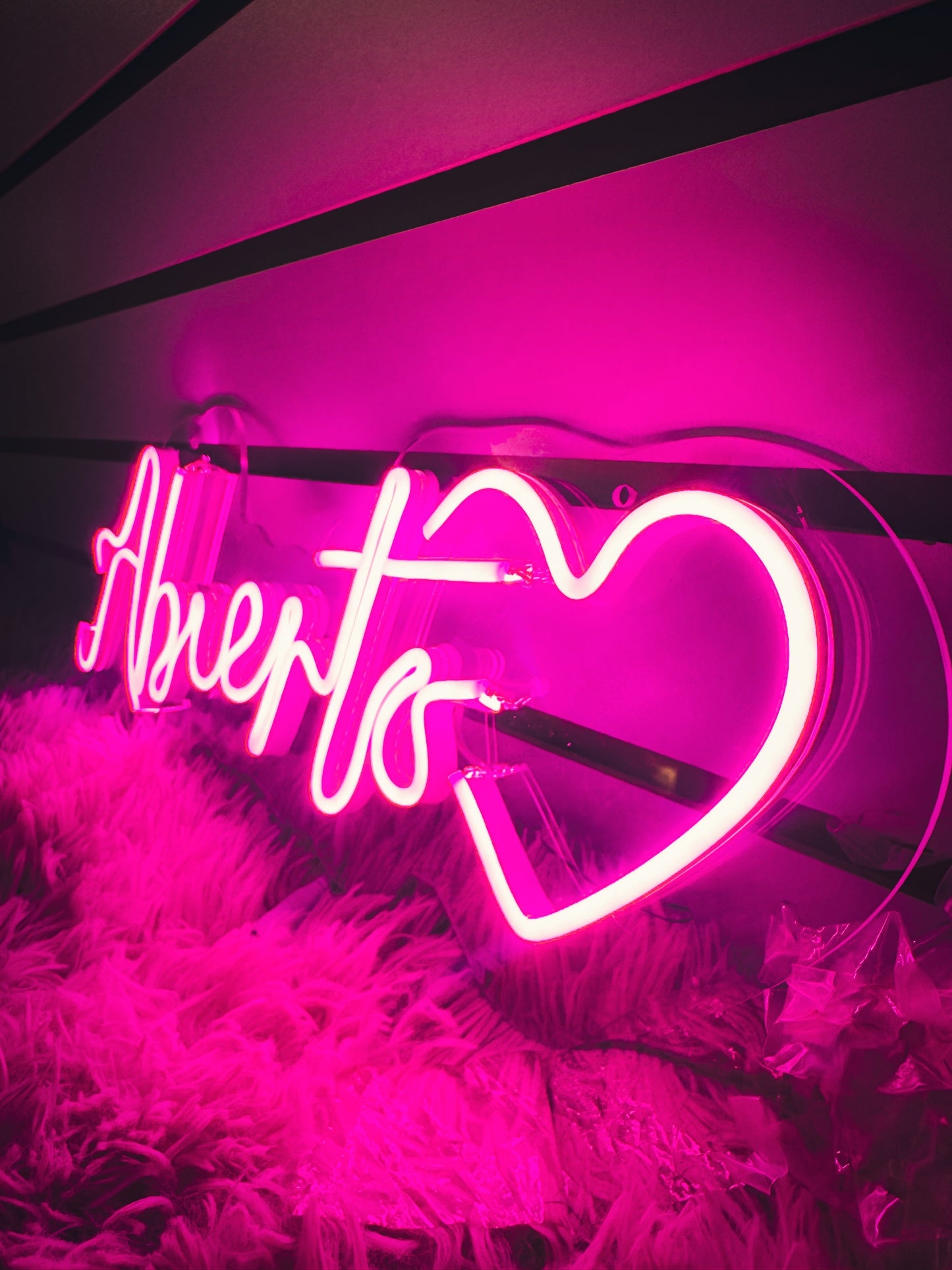 Letrero Neon Abierto Corazon