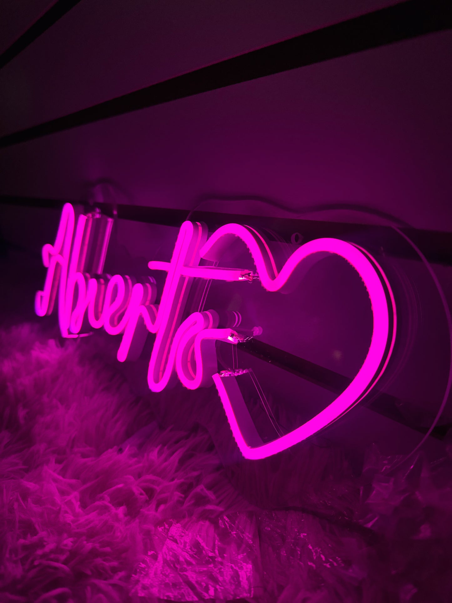 Letrero Neon Abierto Corazon