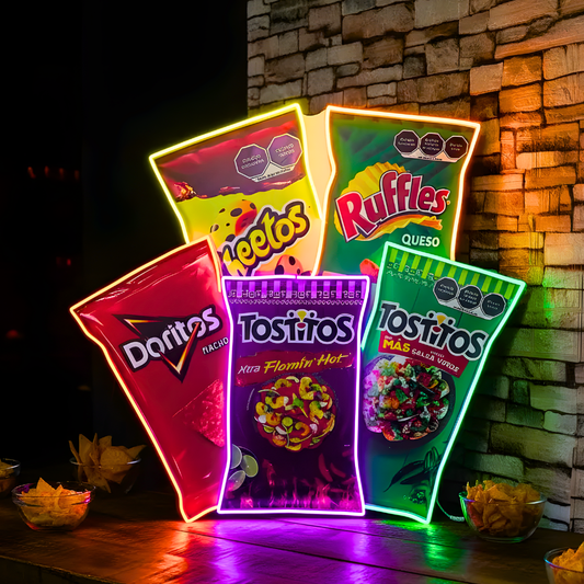 Pack 5 Letreros Neon De Snacks
