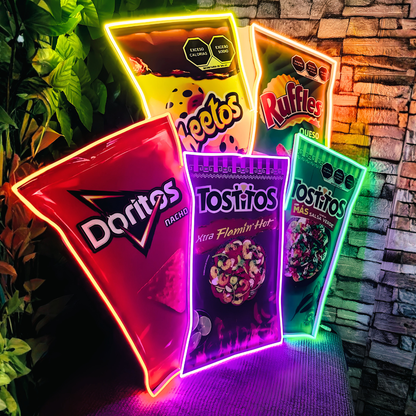 Pack 5 Letreros Neon De Snacks