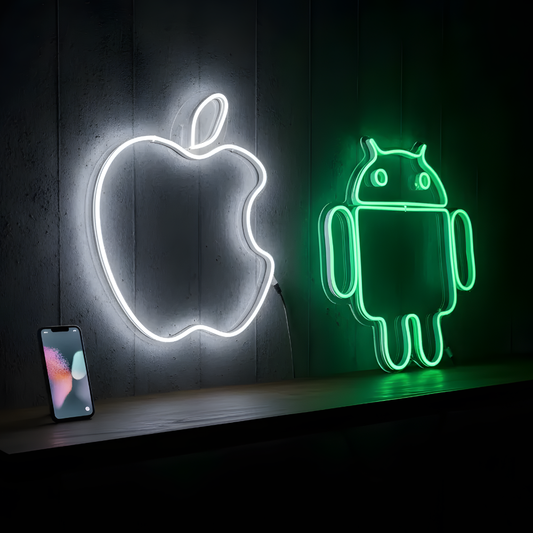 Letrero Neon Celulares Pack - Android & Apple