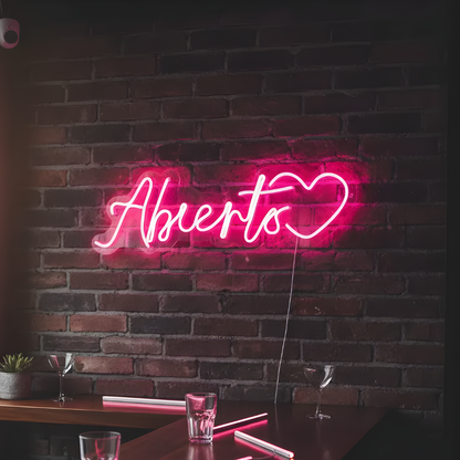 Letrero Neon Abierto Corazon