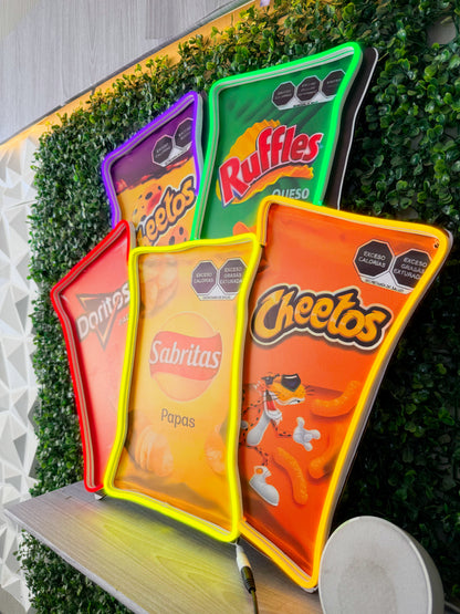 Pack 5 Letreros Neon De Snacks
