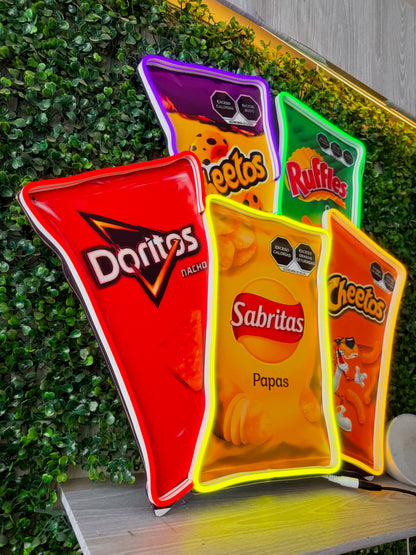 Pack 5 Letreros Neon De Snacks
