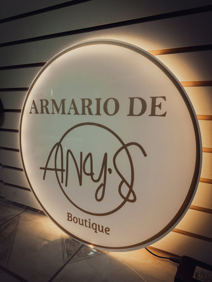 Logo Personalizado Neon - Letrero Luminoso Dorado Espejo 70 cm