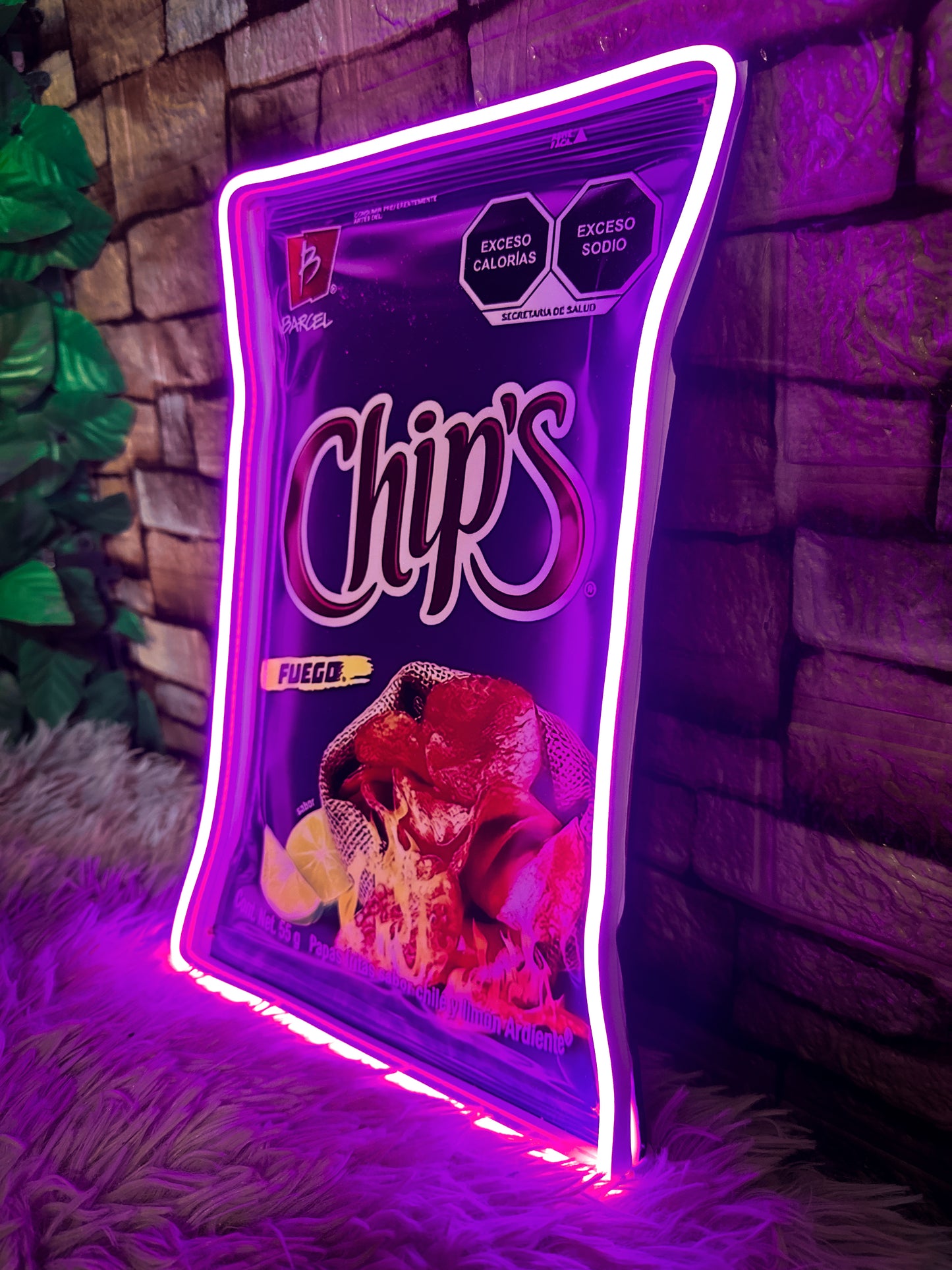 Letrero Neon Chips - Letreros de Snacks