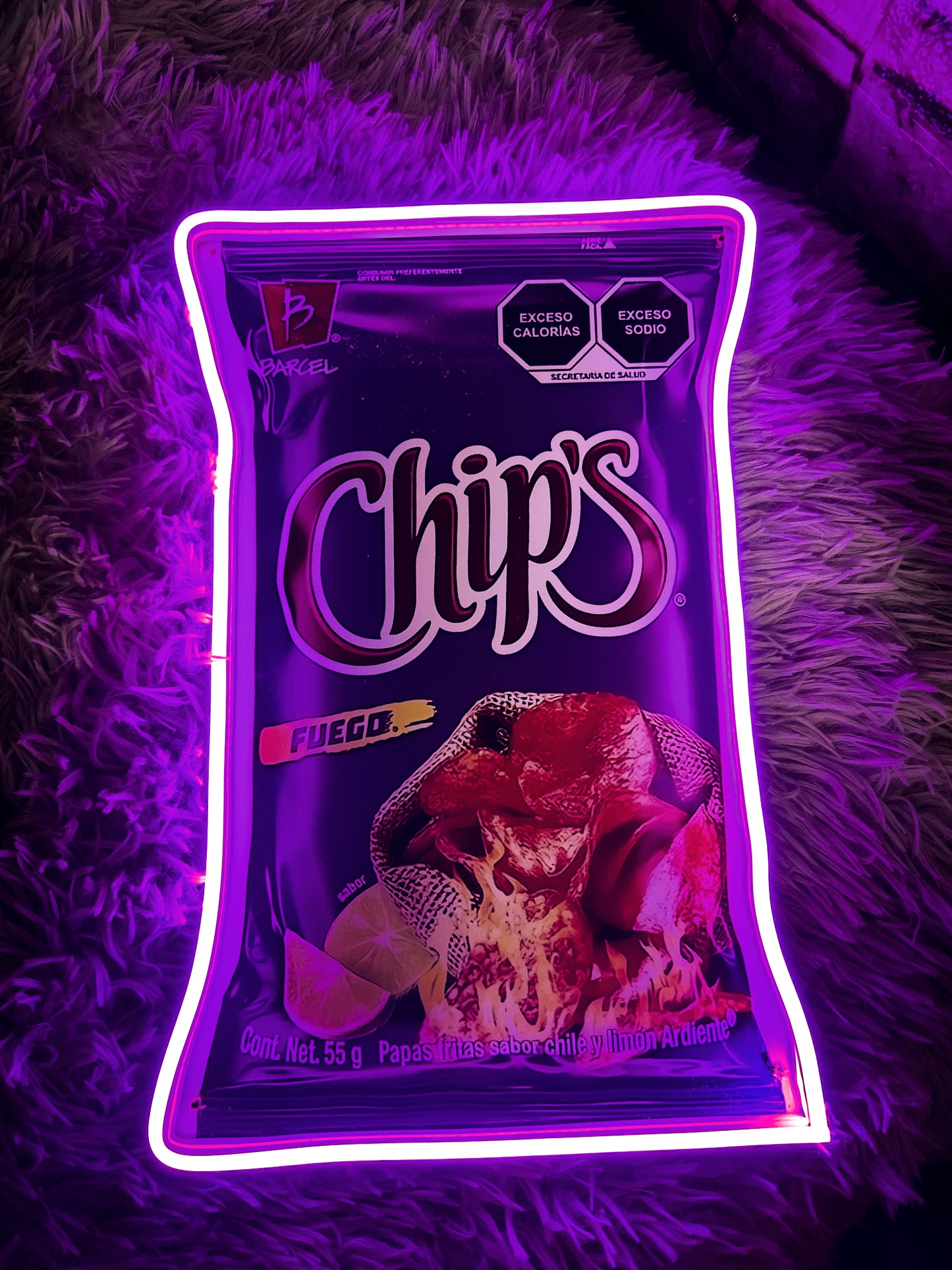 Letrero Neon Chips - Letreros de Snacks