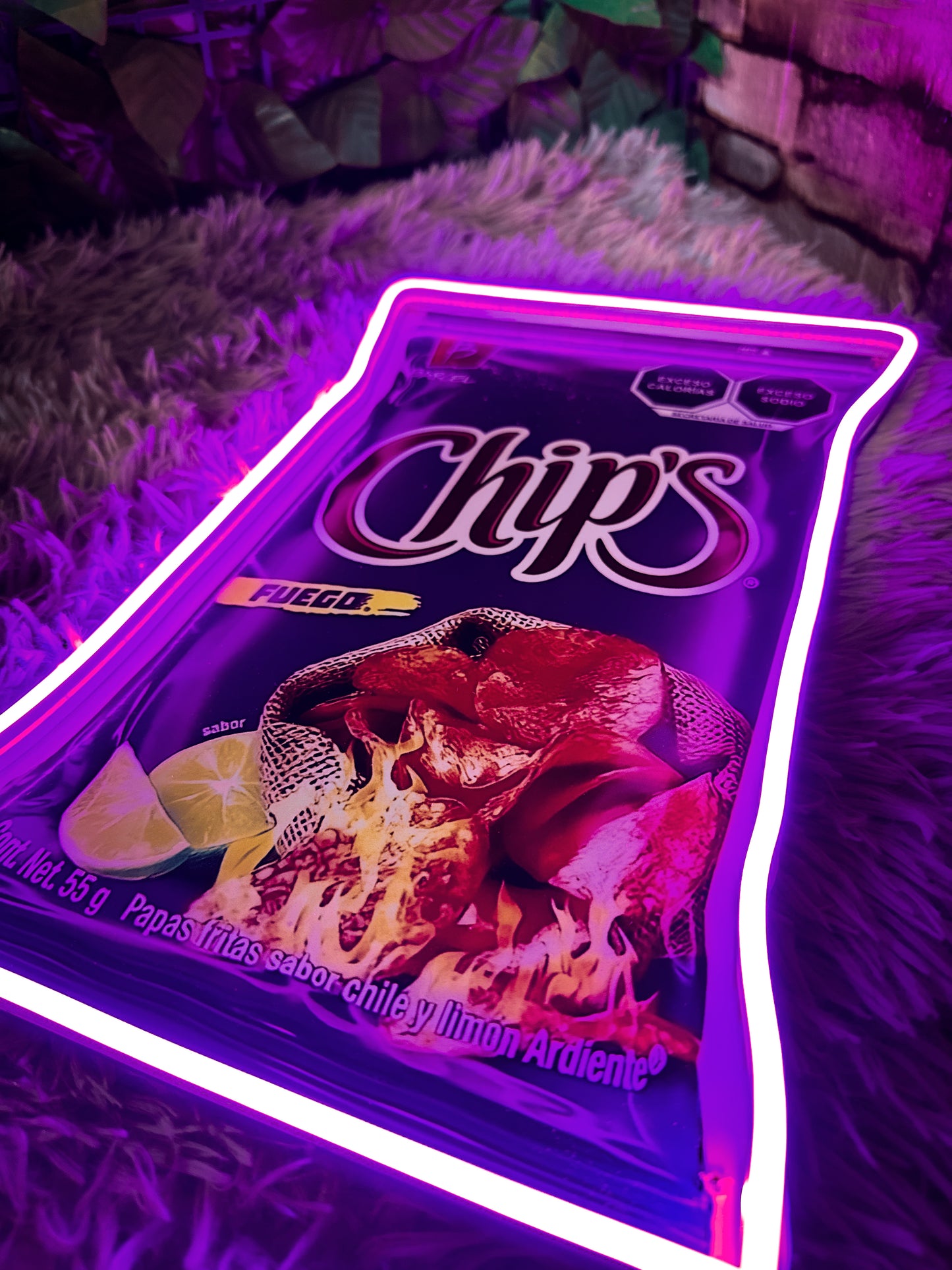 Letrero Neon Chips - Letreros de Snacks