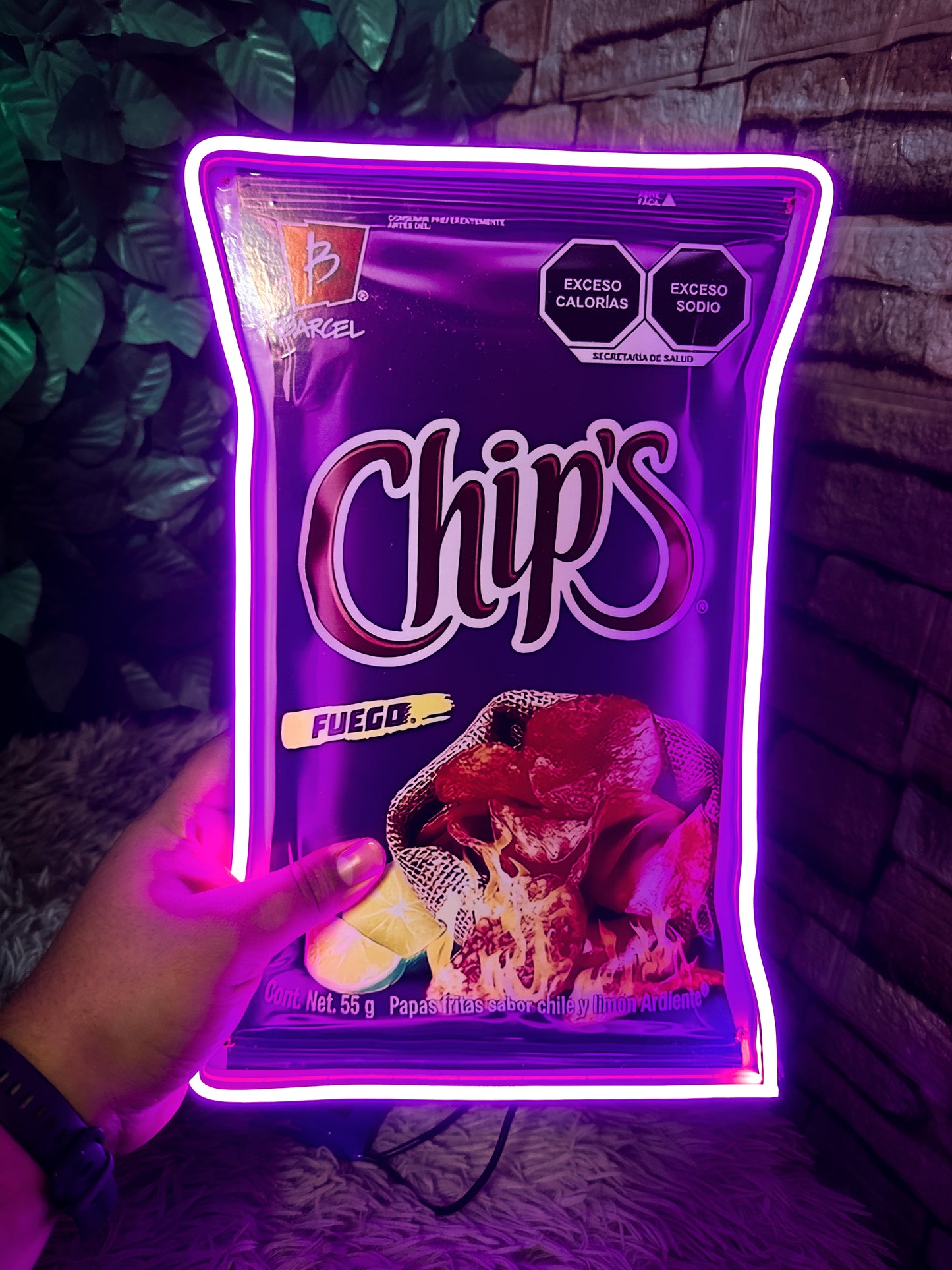 Letrero Neon Chips - Letreros de Snacks