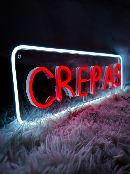 Letrero Neon Crepas Luminoso