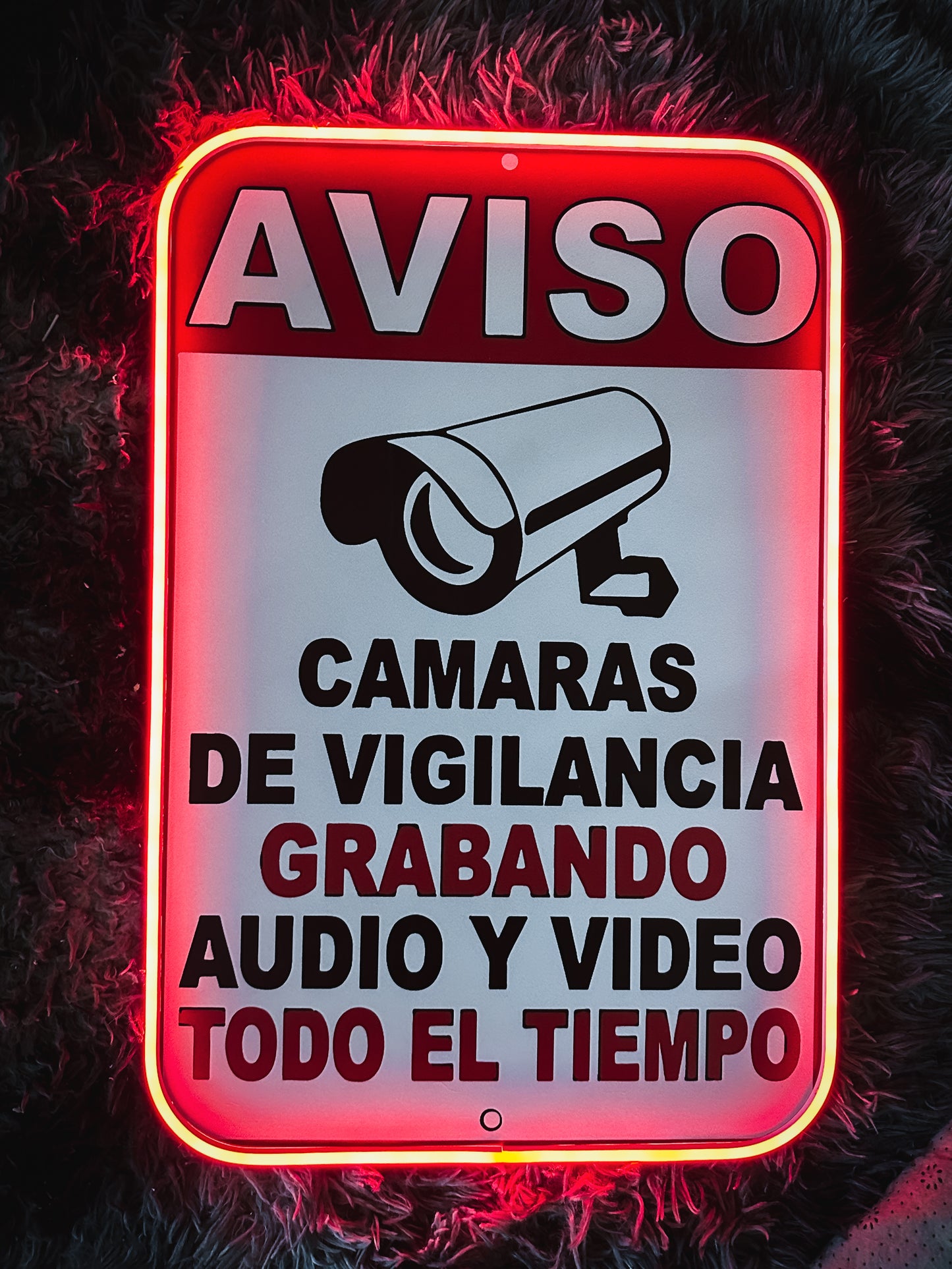 Letrero Anuncios Vigilancia / Cartel De Seguridad Neon