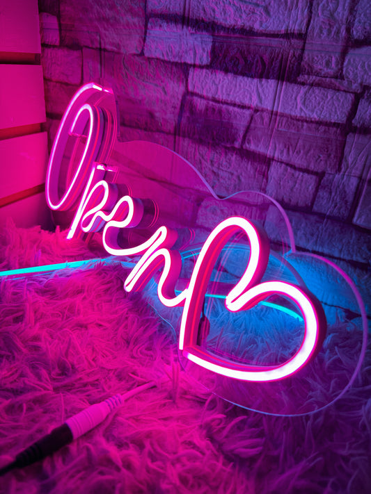 Letrero Neon Open Corazon