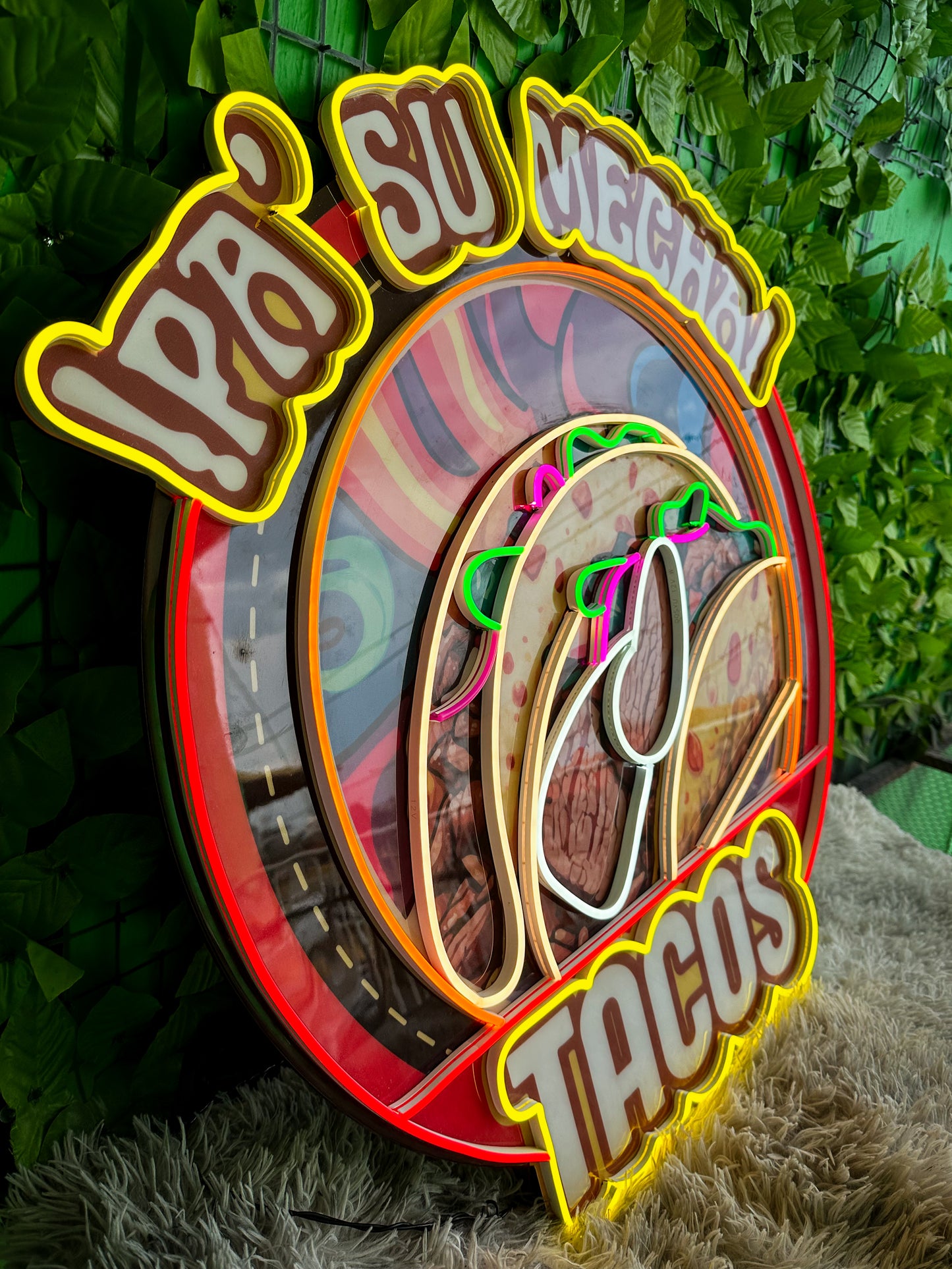 Logo Personalizado Espejo Neon - Tu Logo Impreso Con Resina y Neon 75 cm