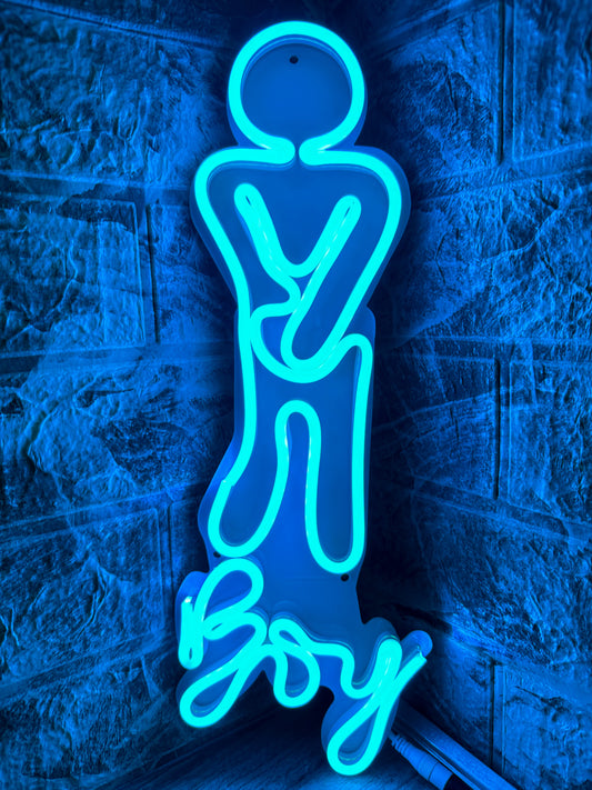Letrero Neon Baño Boy Efecto Espejo (wc Hombres)
