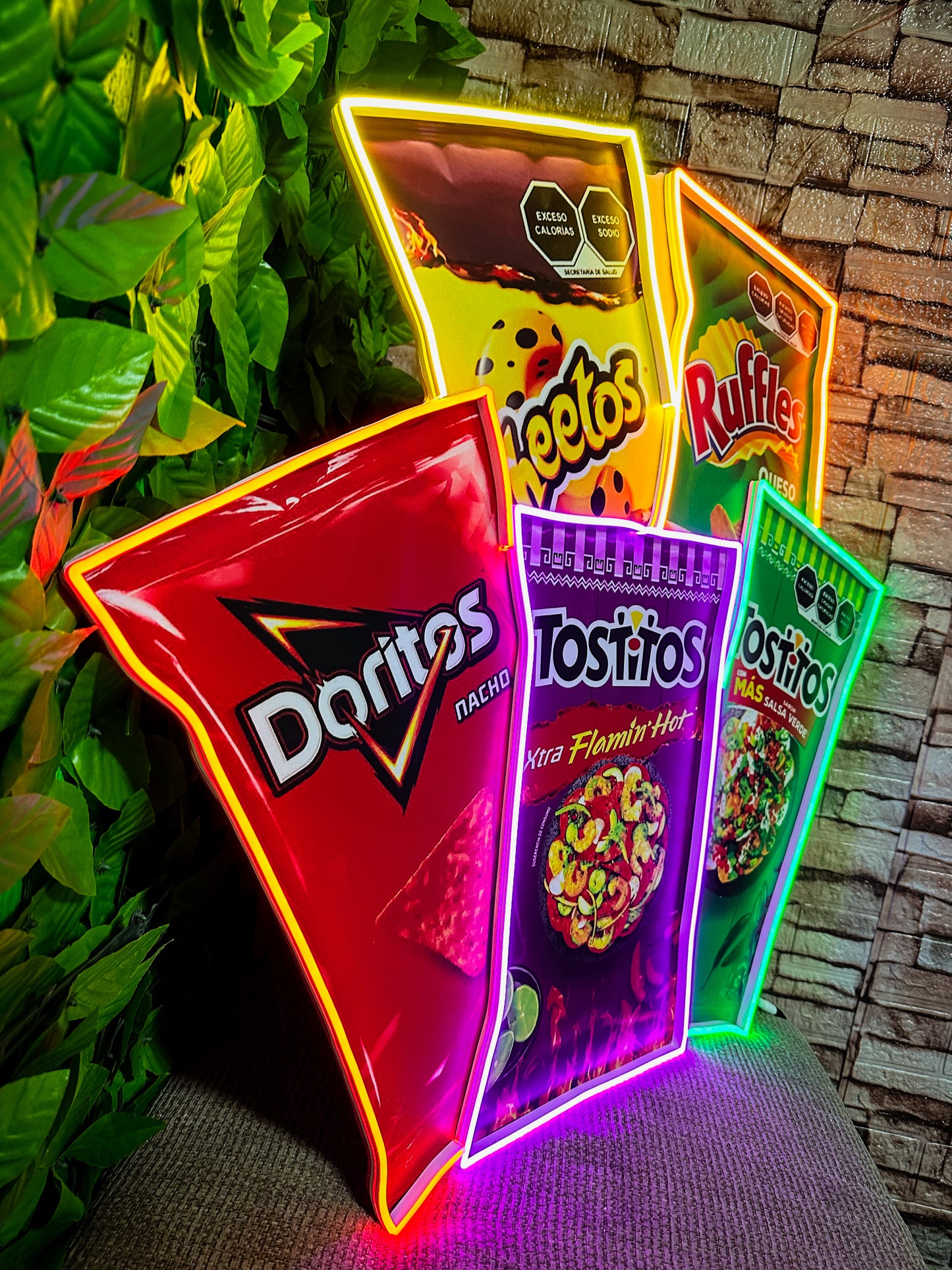 Pack 5 Letreros Neon De Snacks - Snacks Neon Led