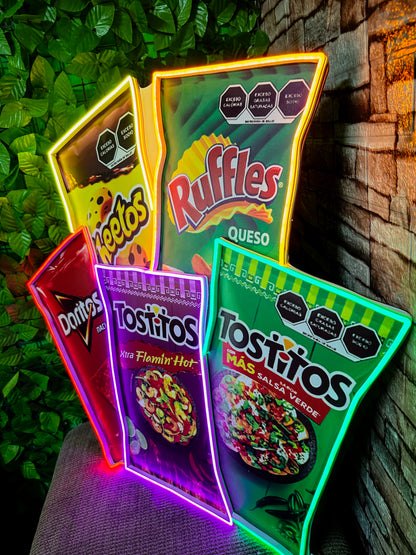 Pack 5 Letreros Neon De Snacks