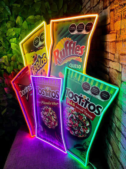 Pack 5 Letreros Neon De Snacks