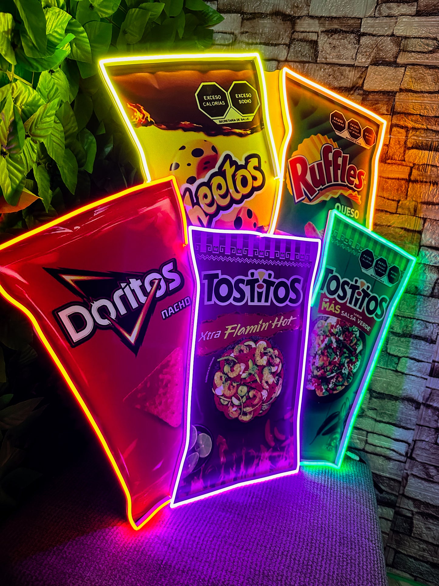 Pack 5 Letreros Neon De Snacks - Snacks Neon Led