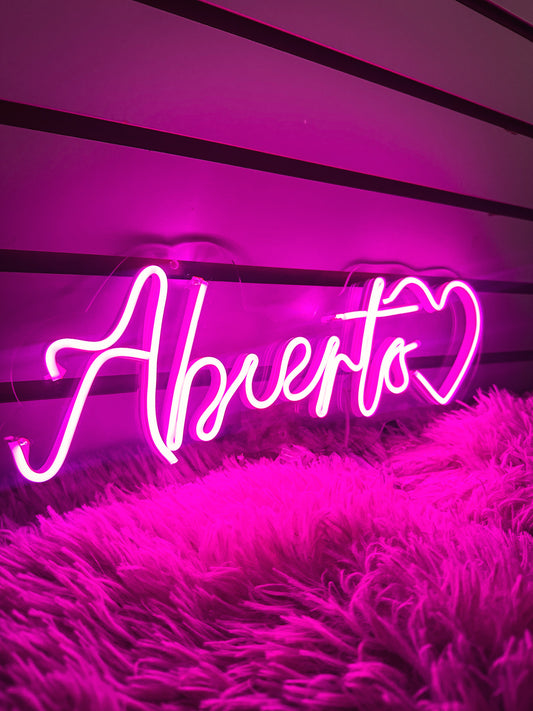 Letrero Neon Abierto Corazon